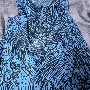 Miss Tina Blue and Black Patterned Blouse